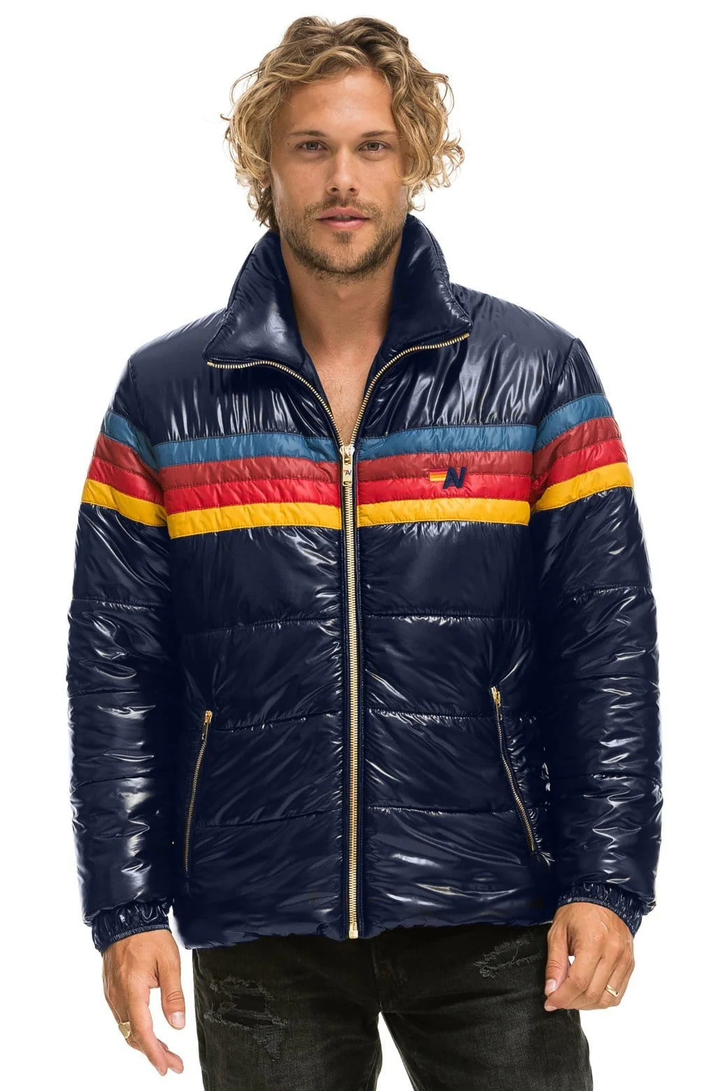 1123-4-stripe-luxe-traveler-jacket-glossy-navy-1.webp 4 STRIPE LUXE TRAVELER JACKET - GLOSSY NAVY