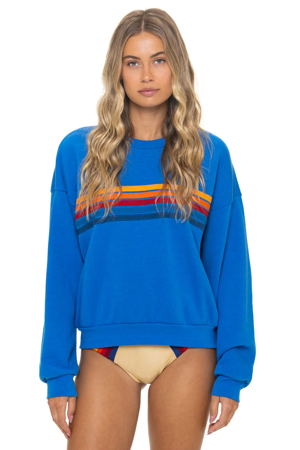 126-5-stripe-relaxed-crew-sweatshirt-ocean-1.webp 5 STRIPE RELAXED CREW SWEATSHIRT - OCEAN