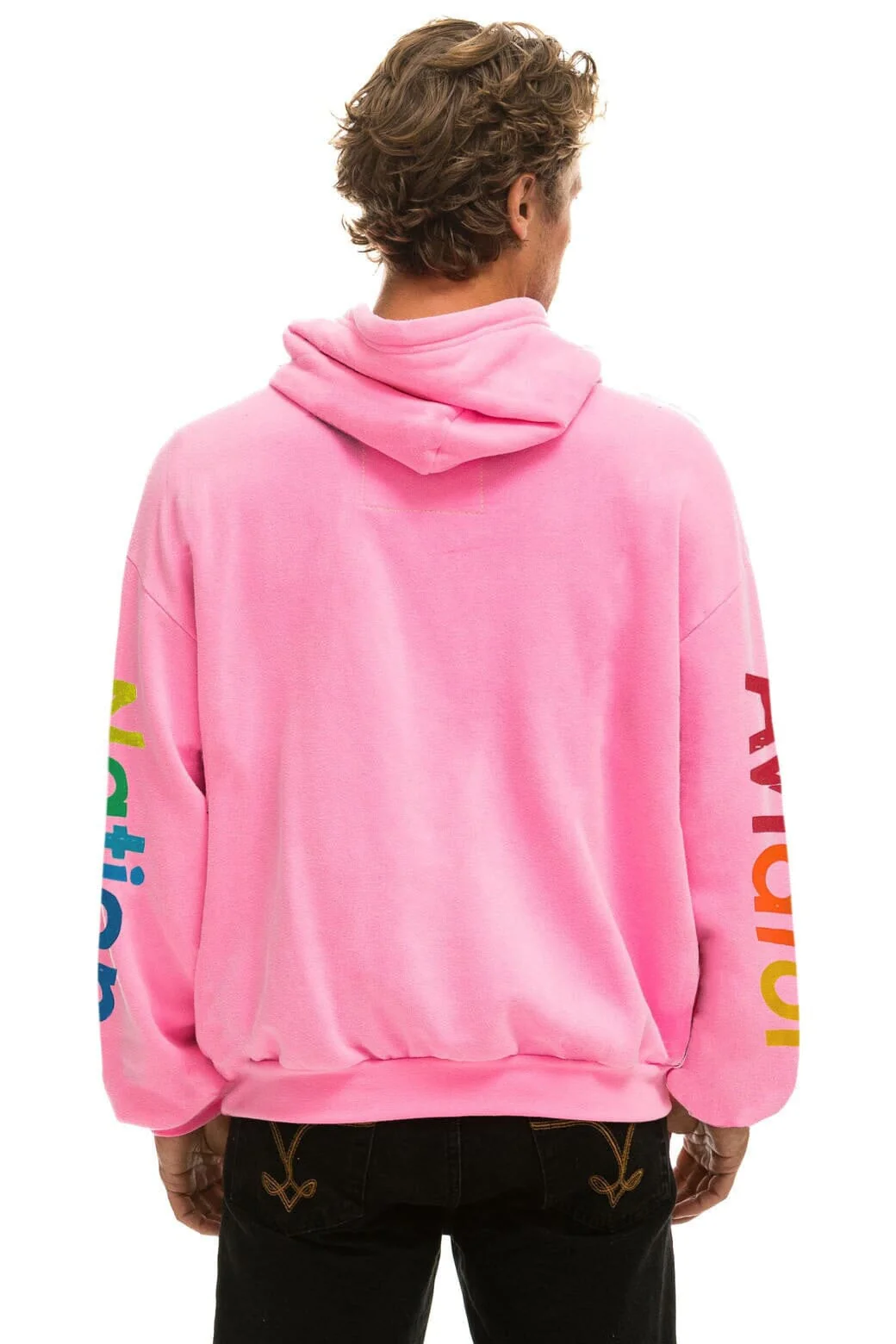 AVIATOR NATION HAMPTONS RELAXED PULLOVER HOODIE - NEON PINK
