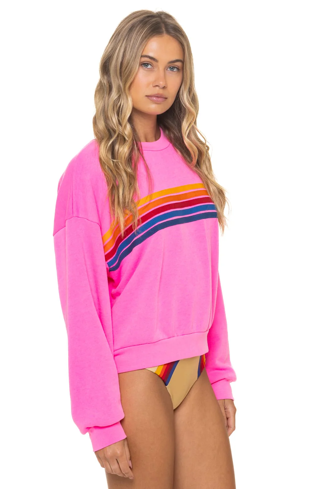 140-5-stripe-relaxed-crew-sweatshirt-neon-pink-4.webp 5 STRIPE RELAXED CREW SWEATSHIRT - NEON PINK