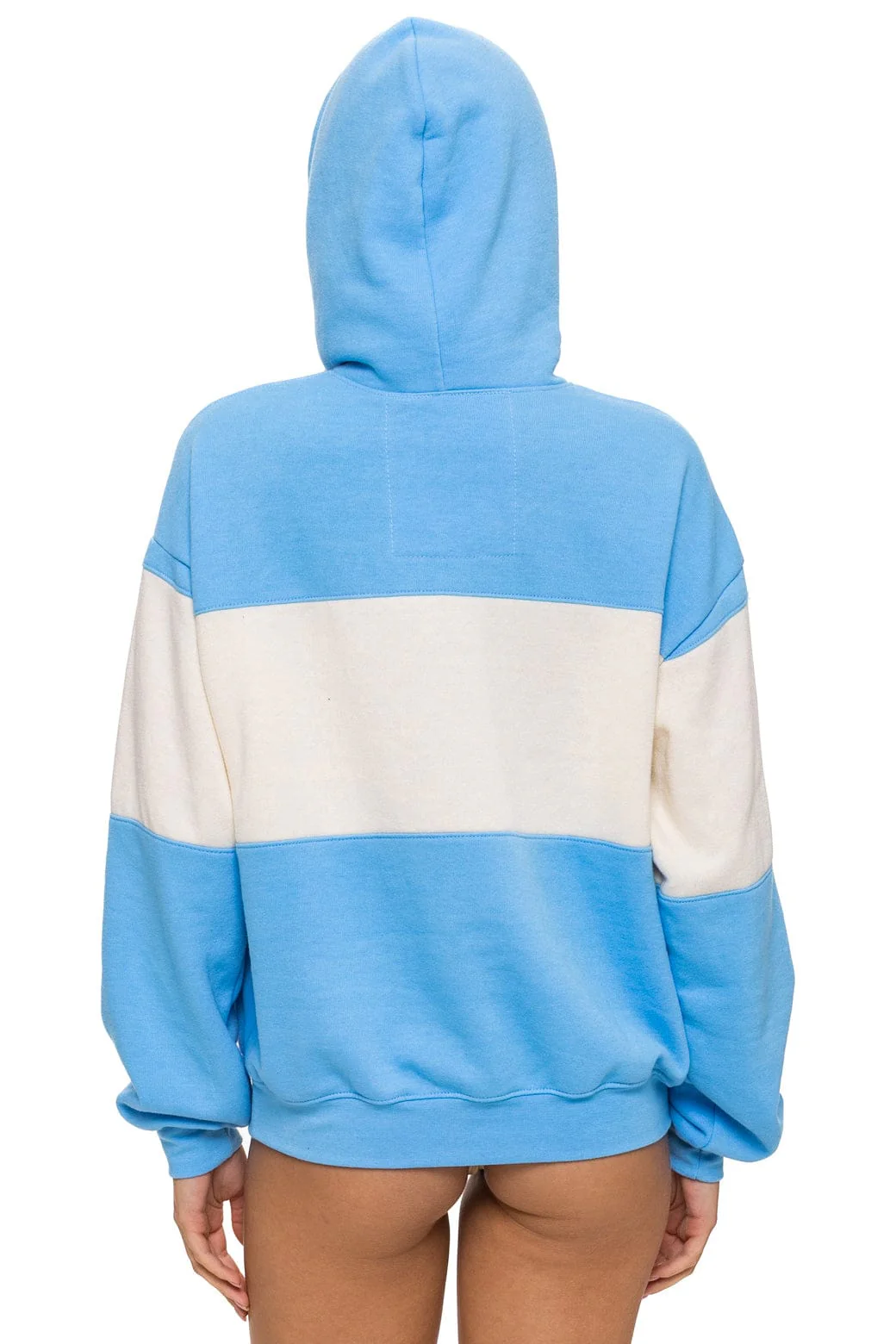 VENICE EMBROIDERY COLOR BLOCK PULLOVER HOODIE RELAXED - SKY // VINTAGE WHITE
