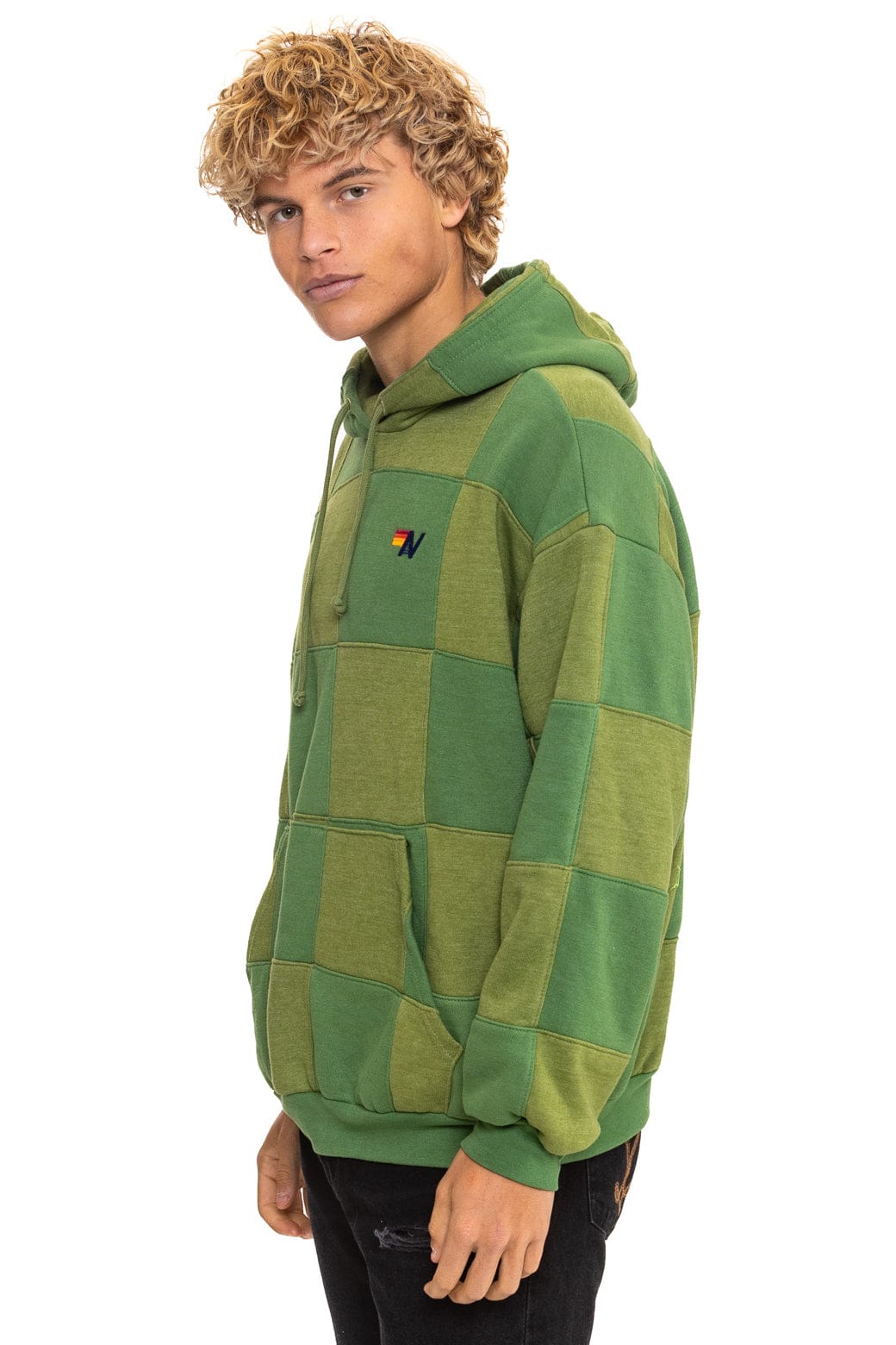 14942-check-quilt-relaxed-pullover-hoodie-jungle-green-palm-7.jpg CHECK QUILT RELAXED PULLOVER HOODIE - JUNGLE GREEN // PALM