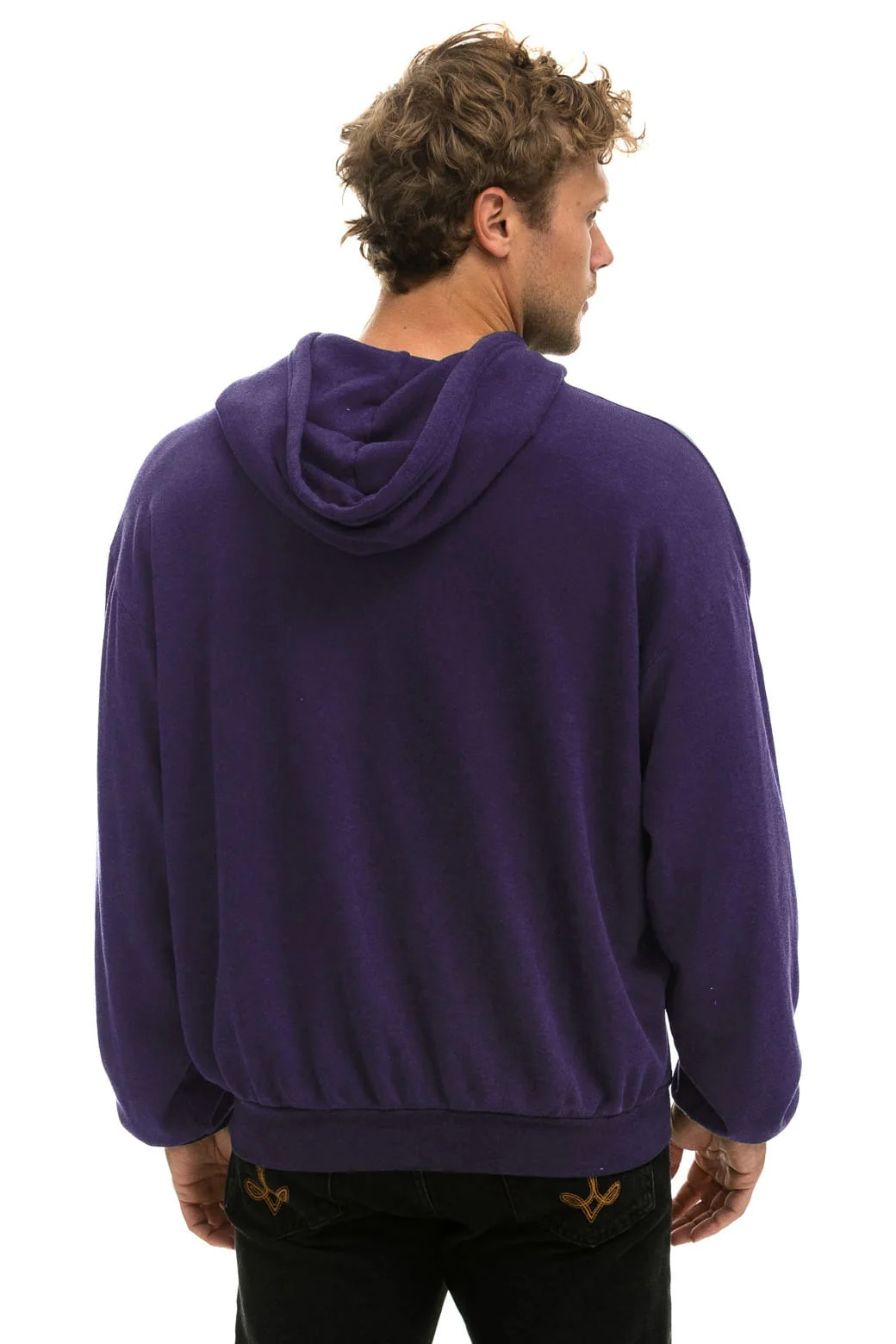 WAVE STRIPE 4 PULLOVER HOODIE RELAXED - DEEP PURPLE // PURPLE