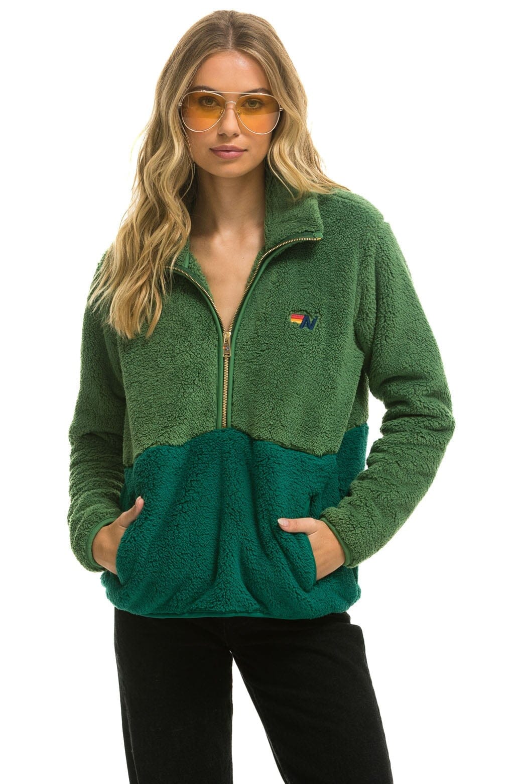 15888-teddy-unisex-half-zip-color-block-jacket-garden-green-1.jpg TEDDY UNISEX HALF ZIP COLOR BLOCK JACKET - GARDEN GREEN