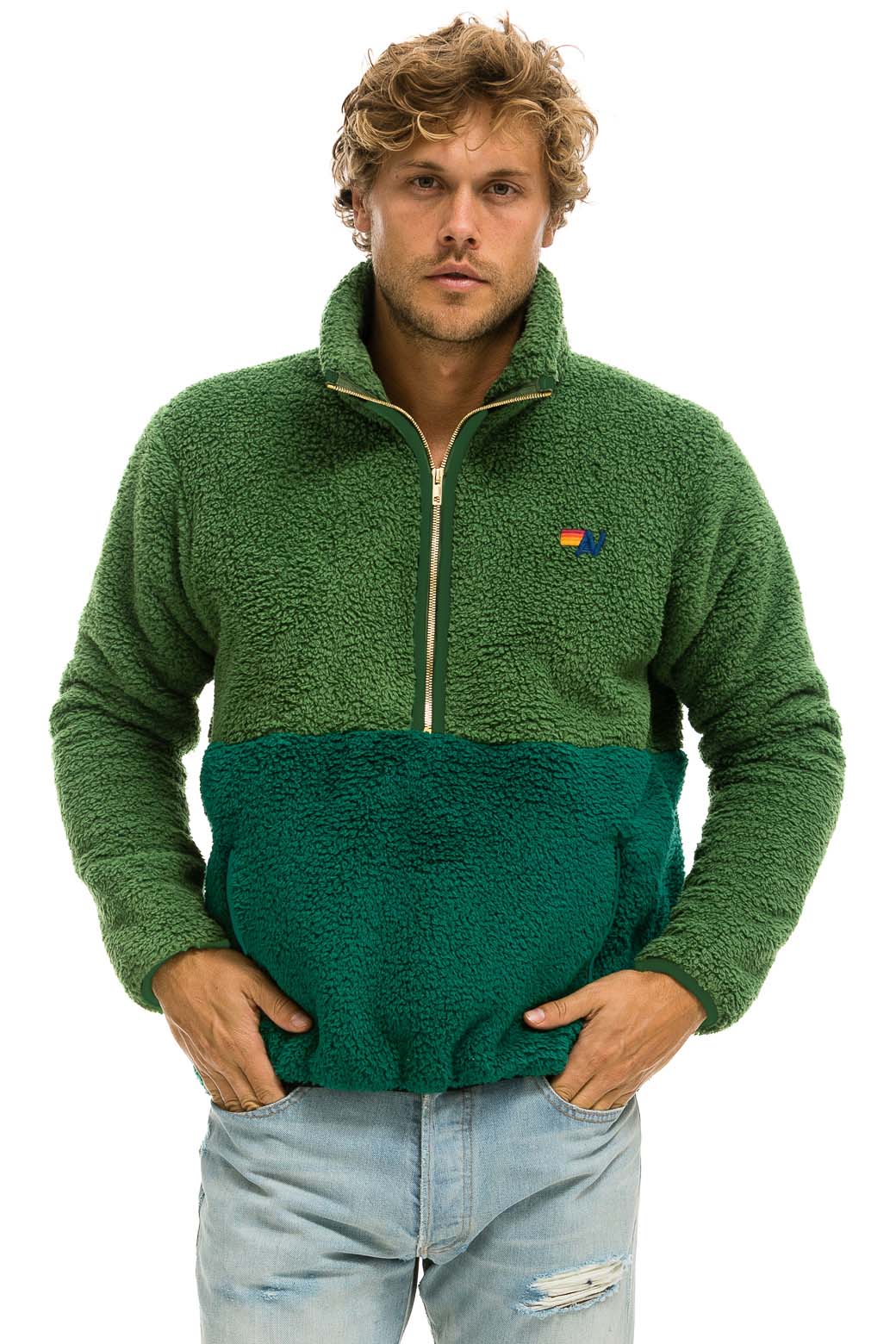 15888-teddy-unisex-half-zip-color-block-jacket-garden-green-2.jpg TEDDY UNISEX HALF ZIP COLOR BLOCK JACKET - GARDEN GREEN