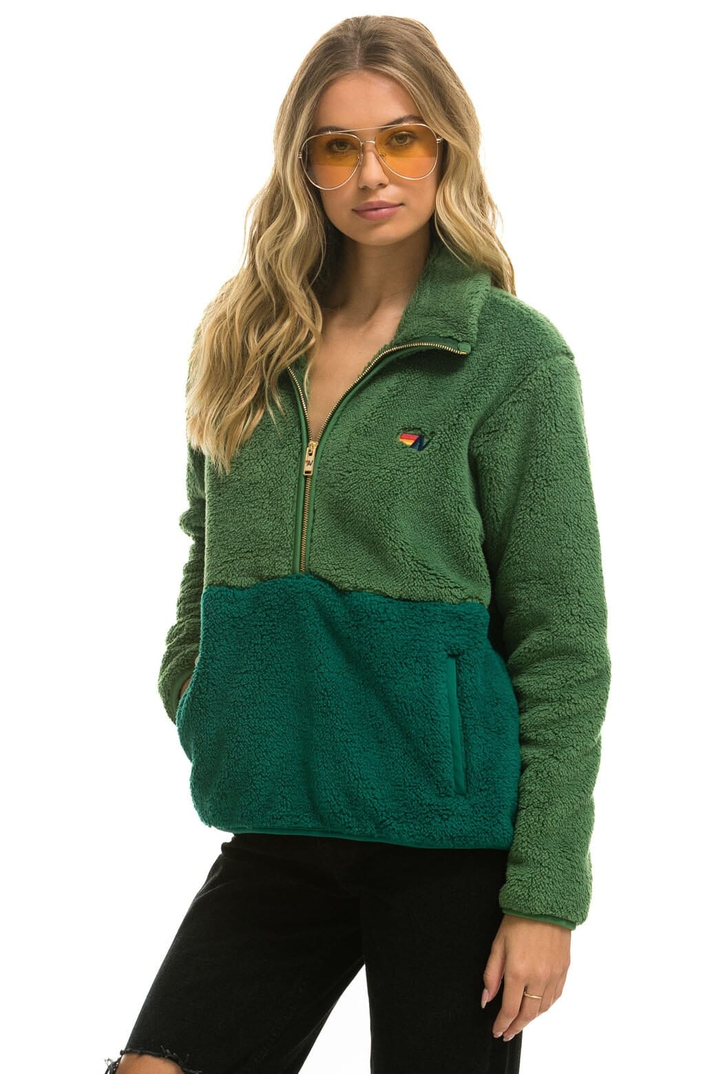 15888-teddy-unisex-half-zip-color-block-jacket-garden-green-3.jpg TEDDY UNISEX HALF ZIP COLOR BLOCK JACKET - GARDEN GREEN