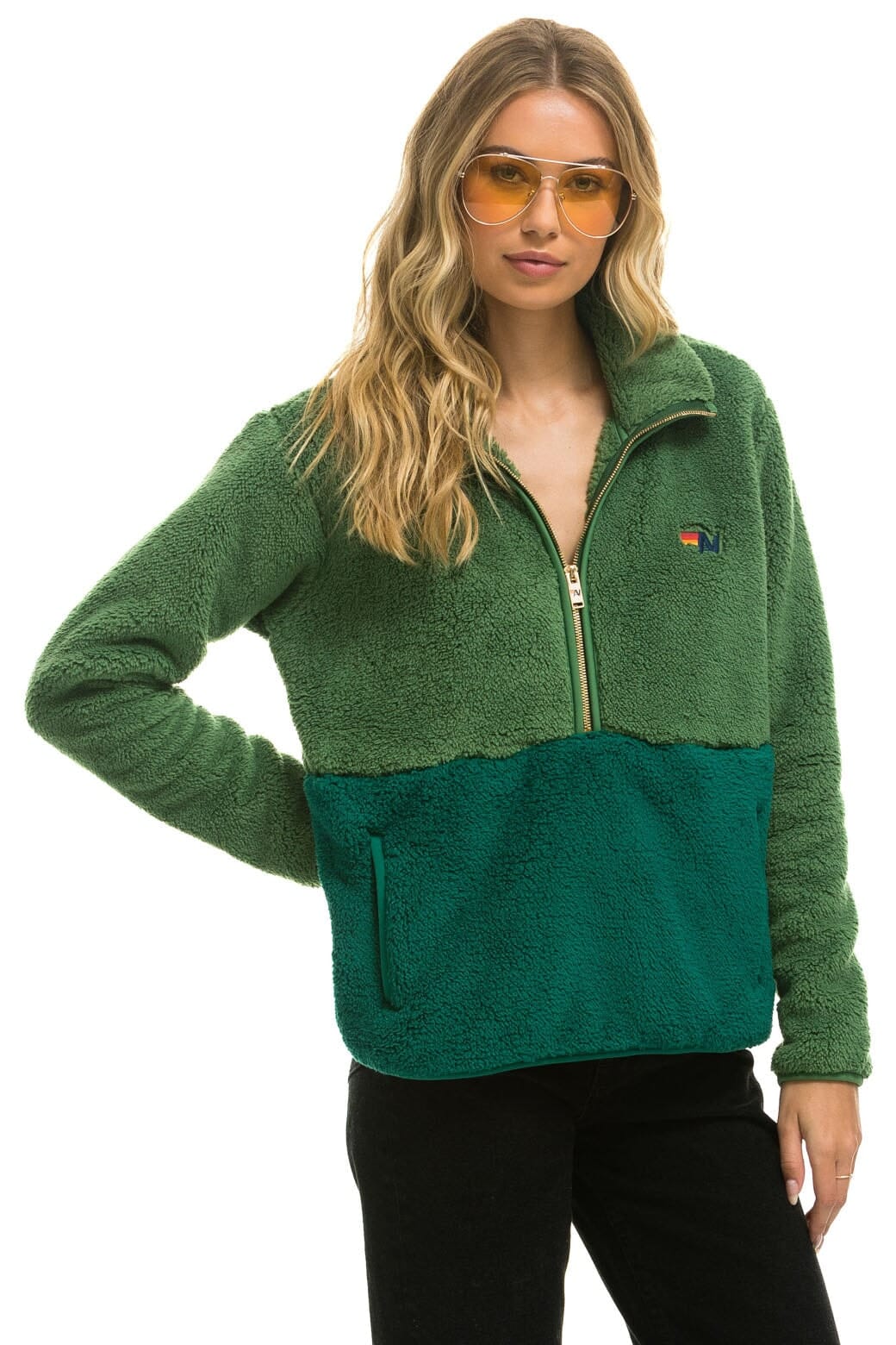 15888-teddy-unisex-half-zip-color-block-jacket-garden-green-5.jpg TEDDY UNISEX HALF ZIP COLOR BLOCK JACKET - GARDEN GREEN