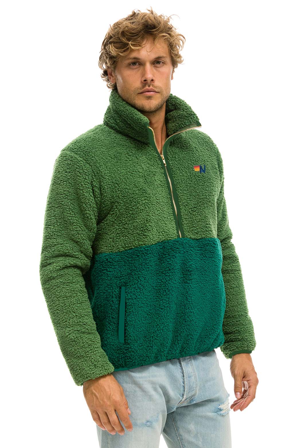 15888-teddy-unisex-half-zip-color-block-jacket-garden-green-6.jpg TEDDY UNISEX HALF ZIP COLOR BLOCK JACKET - GARDEN GREEN