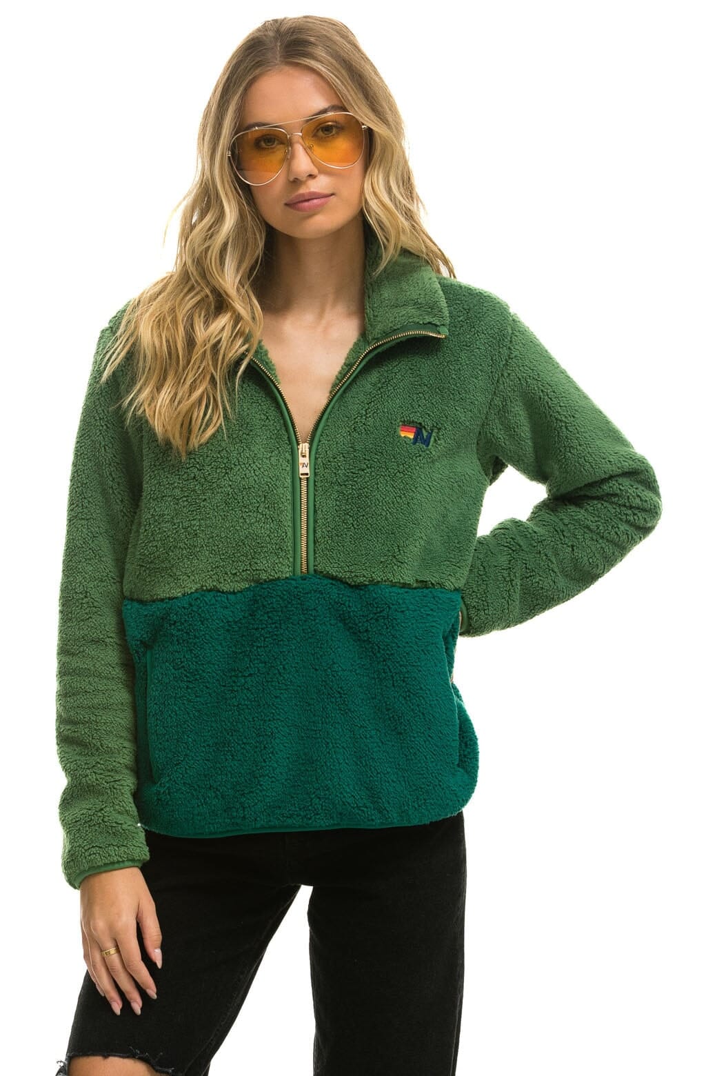 15888-teddy-unisex-half-zip-color-block-jacket-garden-green-7.jpg TEDDY UNISEX HALF ZIP COLOR BLOCK JACKET - GARDEN GREEN