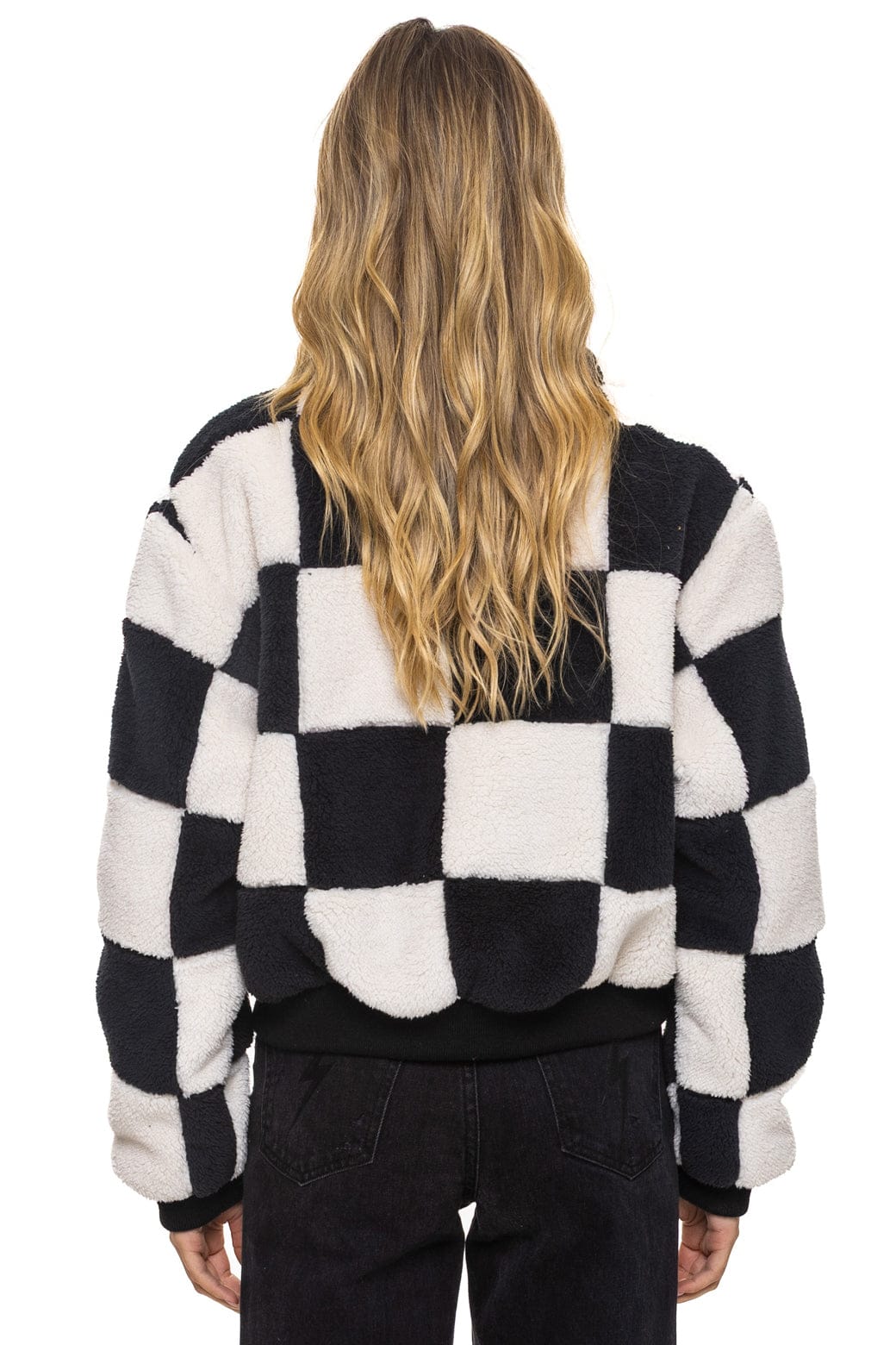16262-teddy-checkerboard-womens-full-zip-jacket-vintage-black-5.jpg TEDDY CHECKERBOARD WOMENS FULL ZIP JACKET - VINTAGE // BLACK
