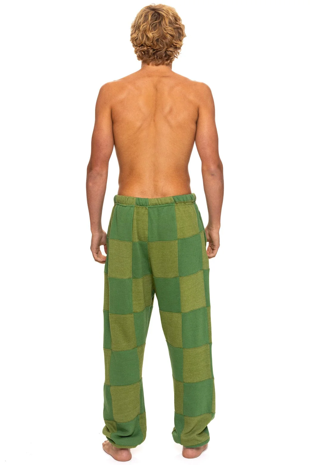 CHECK QUILTED SWEATPANTS - JUNGLE GREEN // PALM