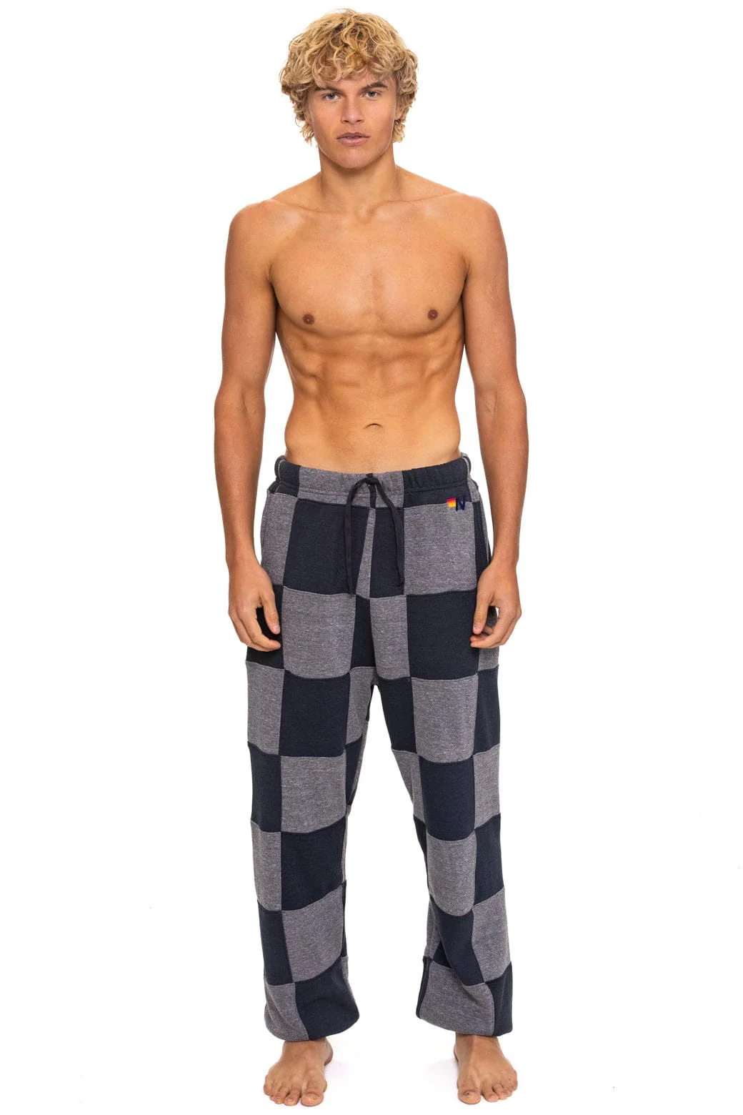 CHECK QUILTED SWEATPANTS - HEATHER // CHARCOAL
