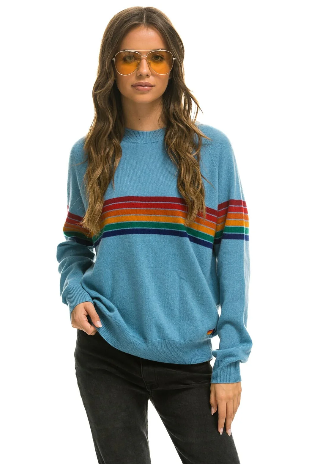 16651-rainbow-stripe-6-unisex-light-cashmere-sweater-ocean-3.webp RAINBOW STRIPE 6 UNISEX LIGHT CASHMERE SWEATER - OCEAN