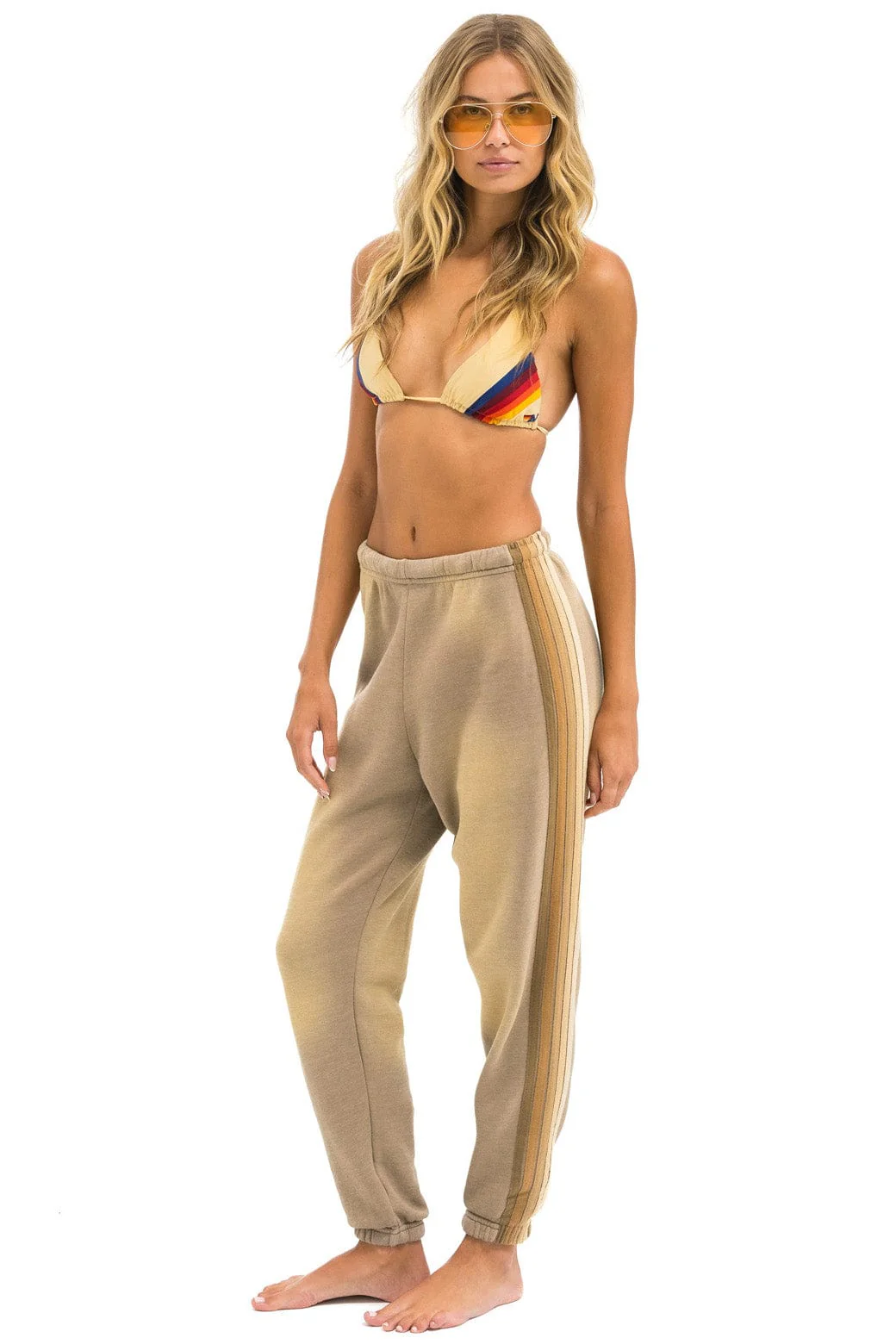 19409-5-stripe-sweatpants-faded-tan-1.webp 5 STRIPE SWEATPANTS - FADED TAN