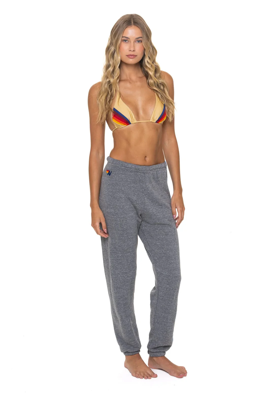 5 STRIPE SWEATPANTS - HEATHER GREY // BLUE