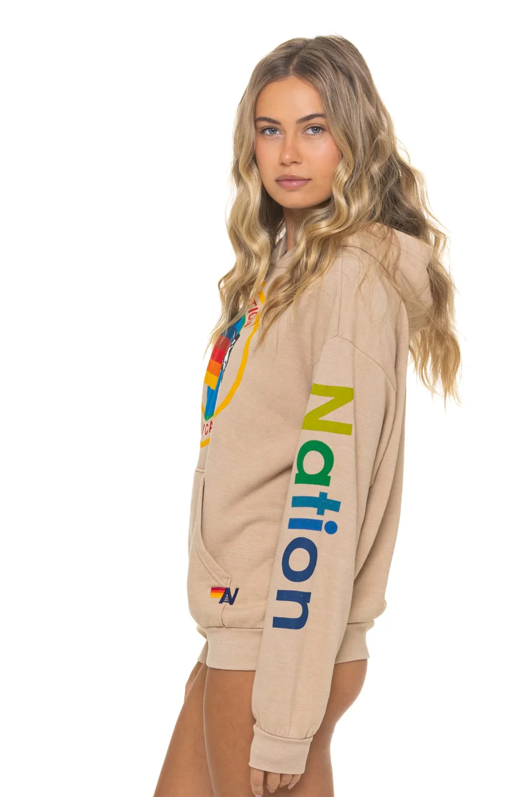 AVIATOR NATION  RELAXED PULLOVER HOODIE - SAND