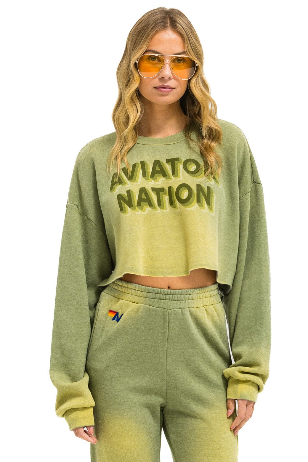 2509-an-3d-cropped-crew-sweatshirt-relaxed-faded-army-1.jpg AN 3D CROPPED CREW SWEATSHIRT RELAXED - FADED ARMY