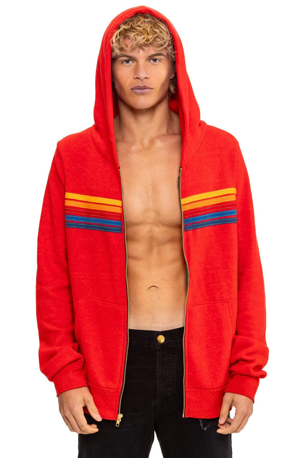 5 STRIPE HOODIE - RED