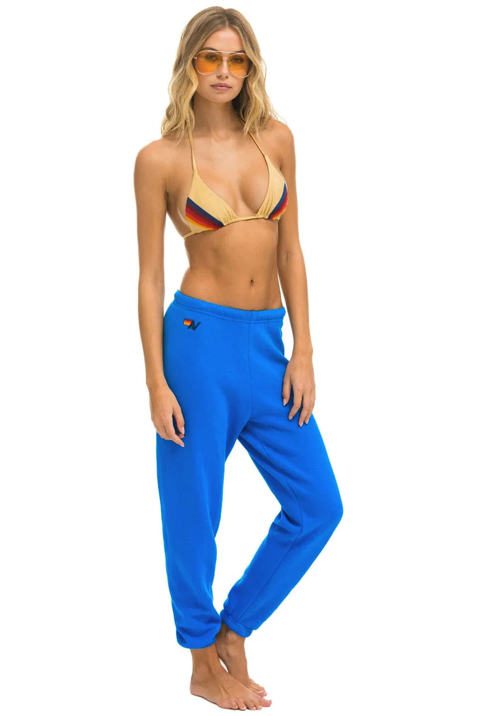 5 STRIPE SWEATPANTS - ADVENTURE BLUE // RAINBOW WHITE