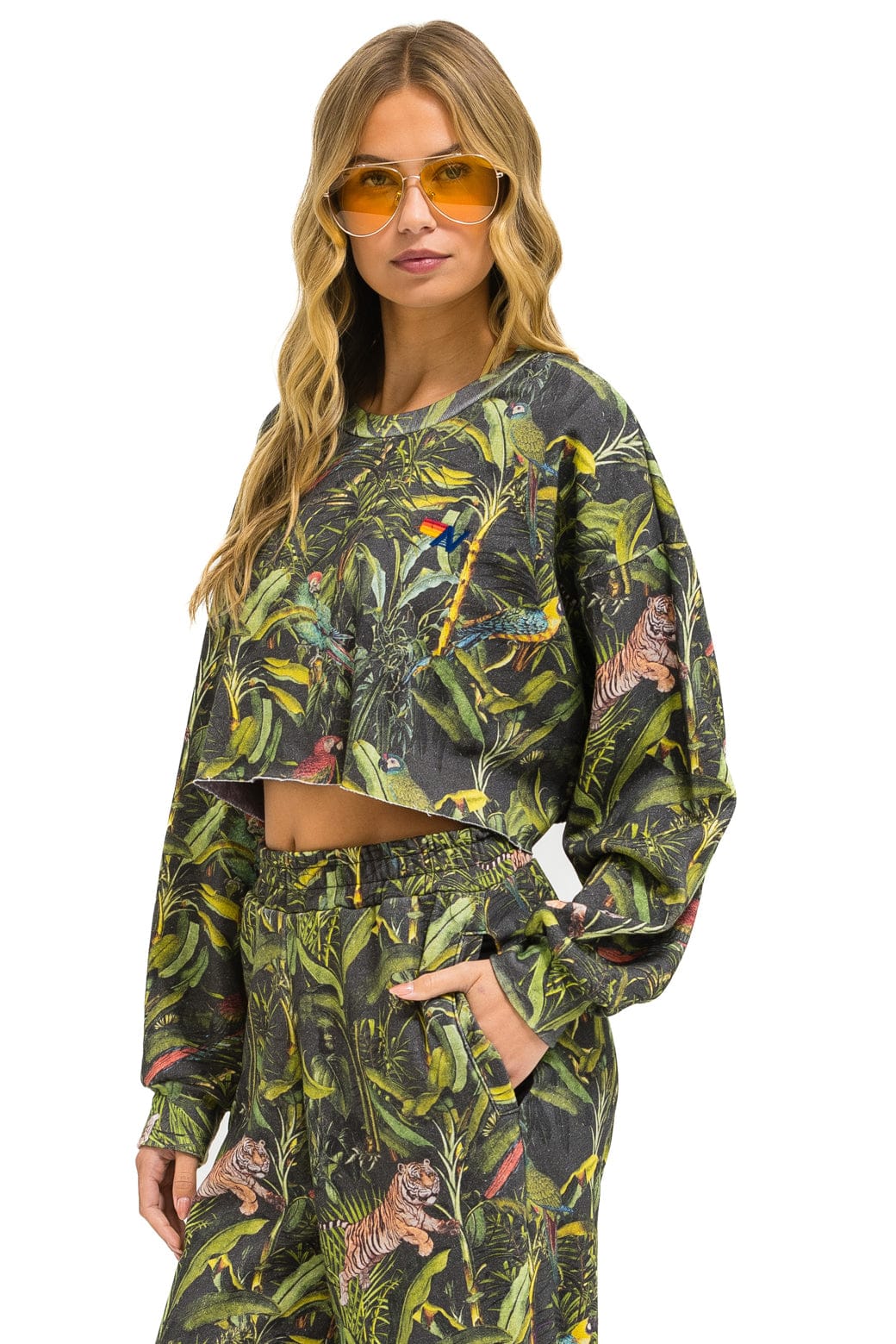 JUNGLE CROPPED CREW SWEATSHIRT RELAXED - VINTAGE CHARCOAL