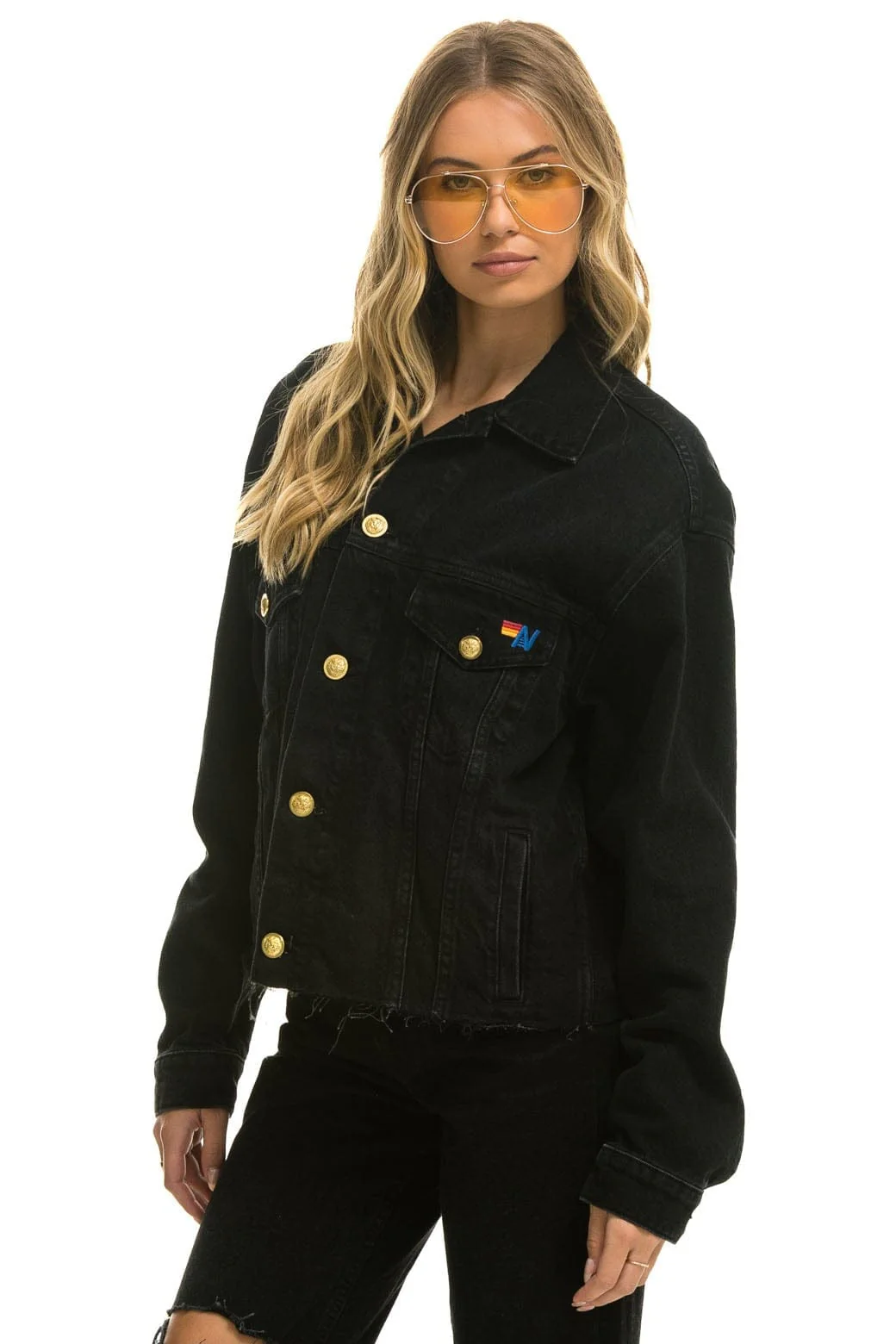 NEED FOR SPEED OVERSIZED CROP DENIM JACKET - VINTAGE BLACK