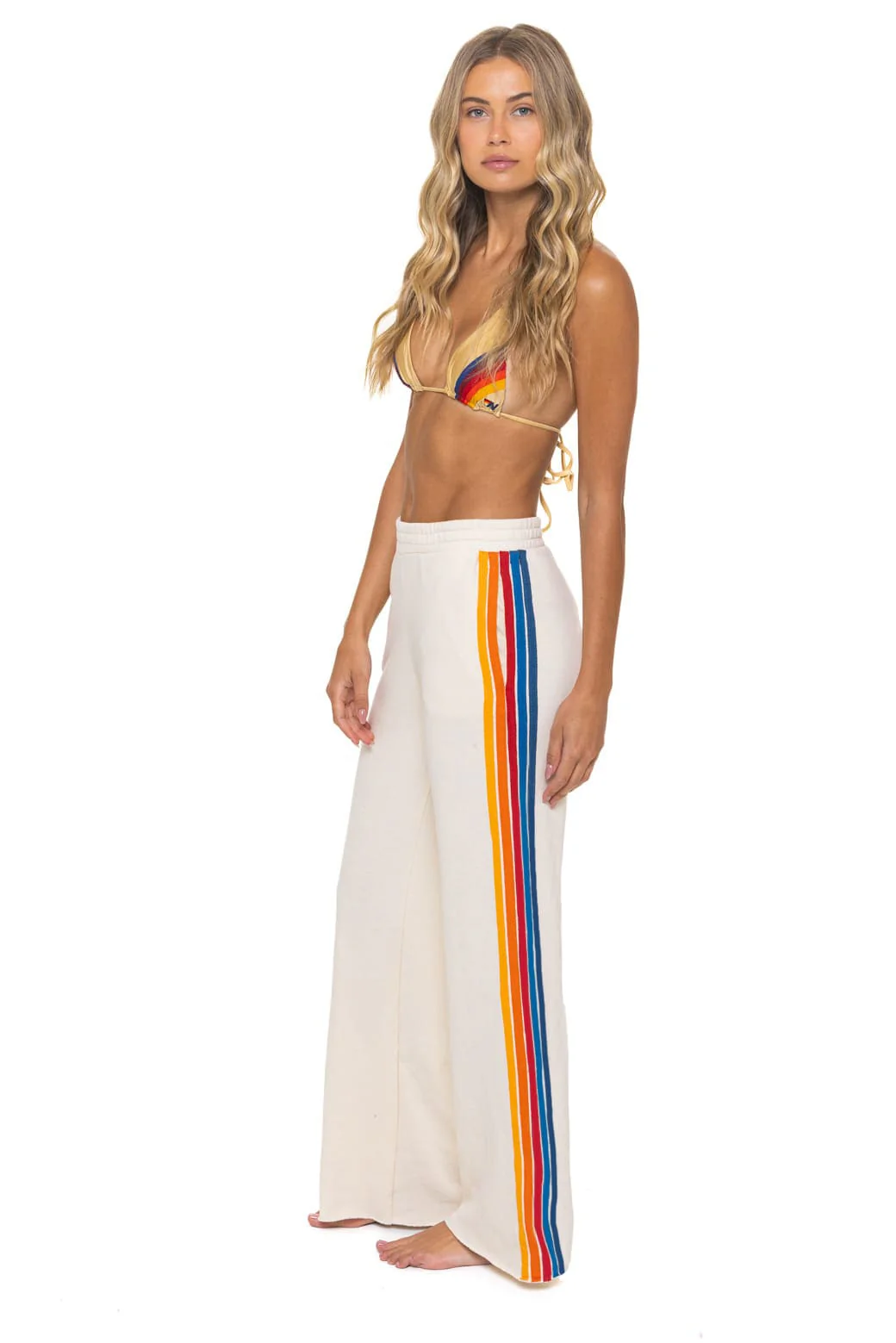 7-5-stripe-wide-leg-pocket-sweatpants-vintage-white-1.webp 5 STRIPE WIDE LEG POCKET SWEATPANTS - VINTAGE WHITE