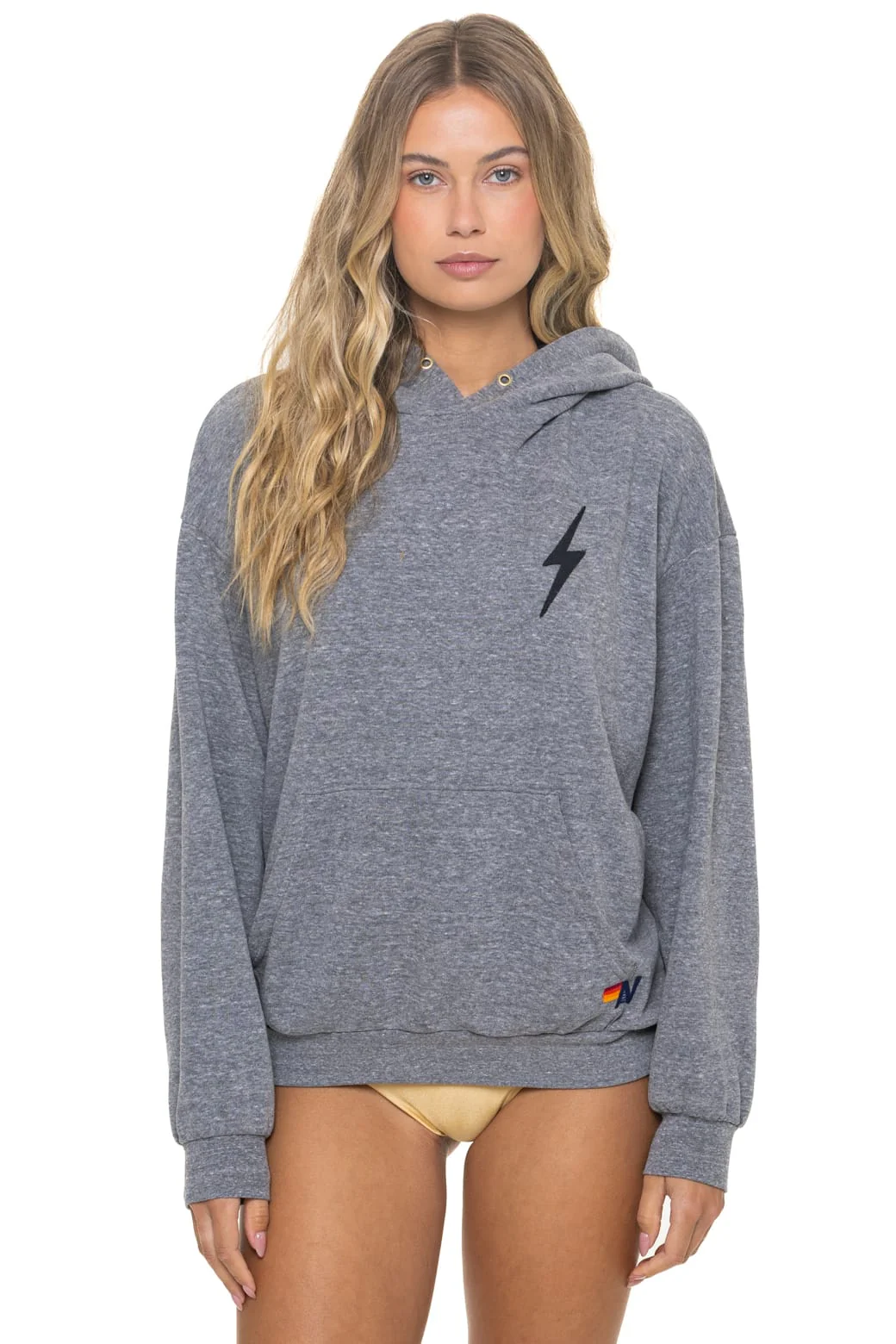 BOLT STITCH RELAXED PULLOVER HOODIE - HEATHER GREY