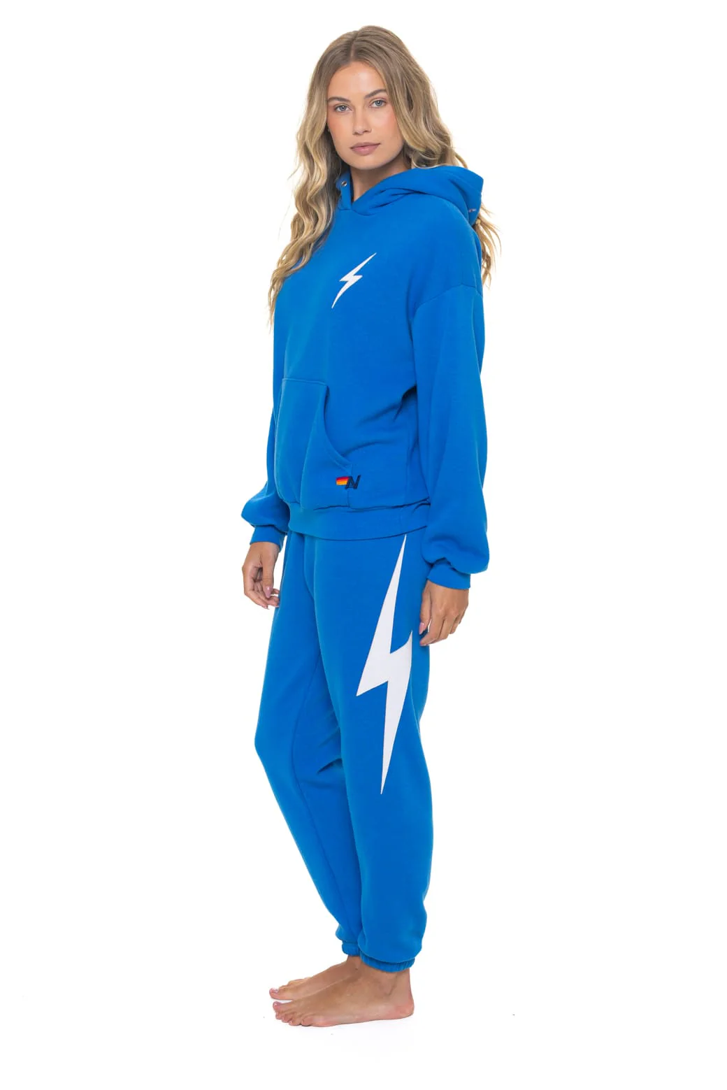 BOLT STITCH RELAXED PULLOVER HOODIE - OCEAN // WHITE