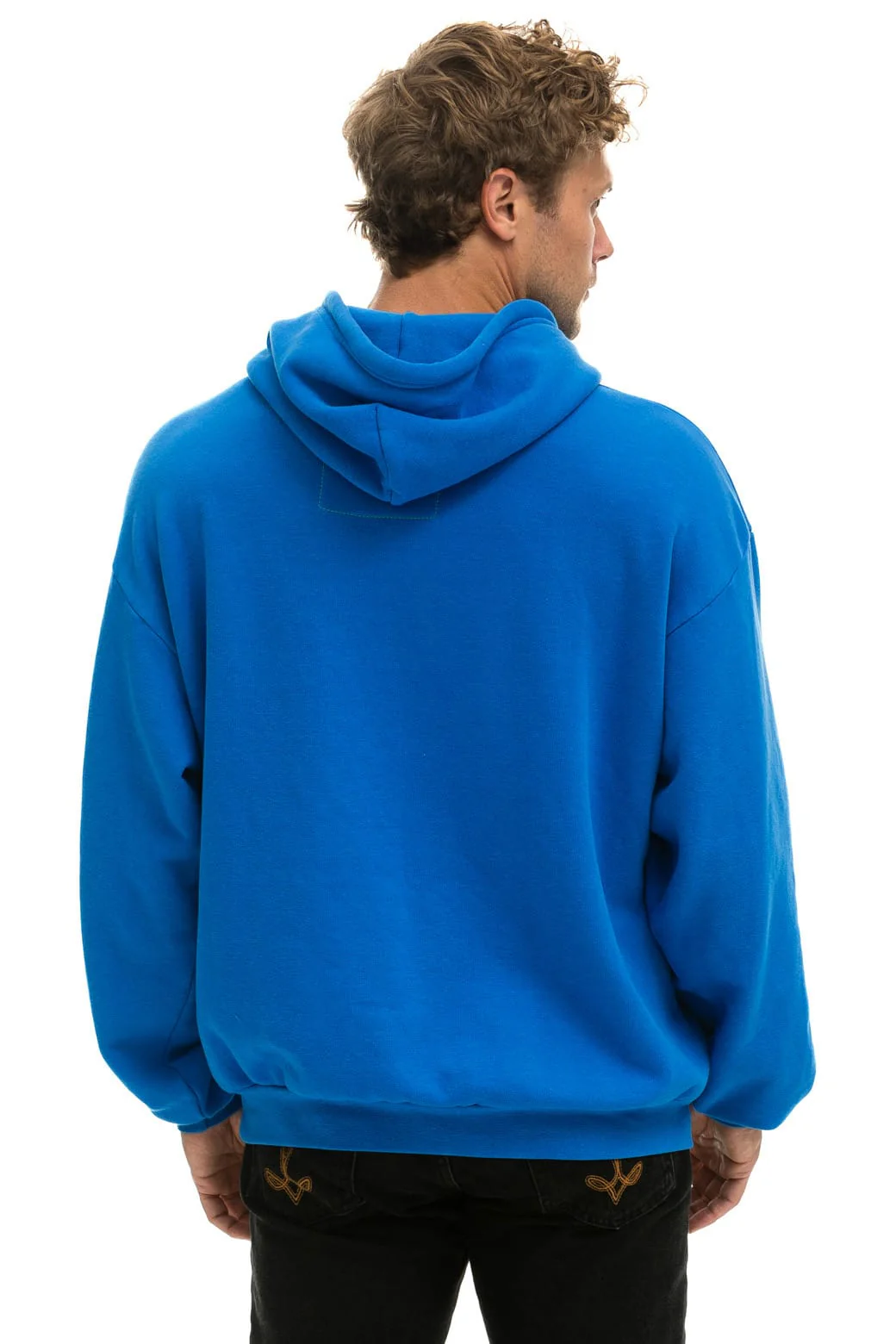 BOLT STITCH RELAXED PULLOVER HOODIE - OCEAN // WHITE