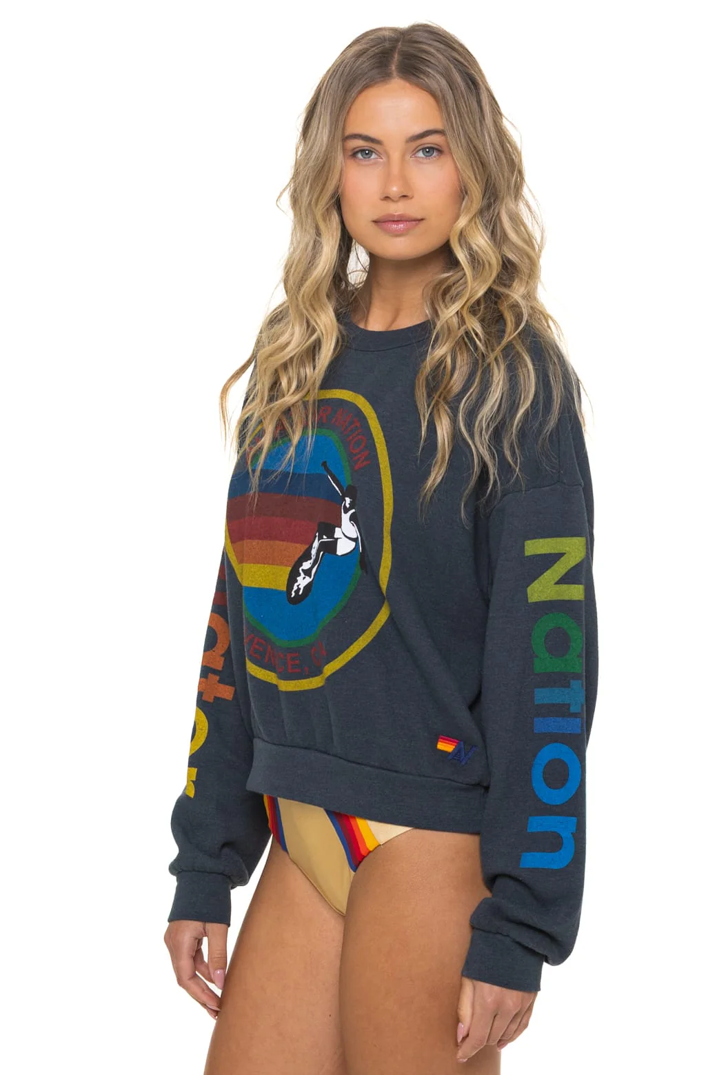 AVIATOR NATION RELAXED CREW SWEATSHIRT - CHARCOAL