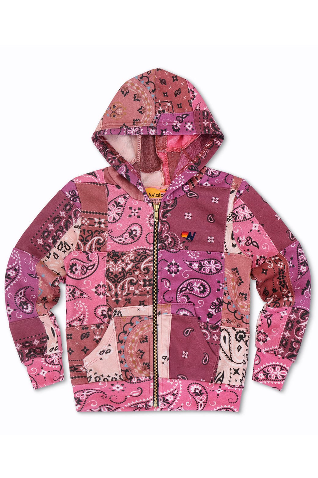 KID'S BANDANA QUILTED ZIP HOODIE - PINK